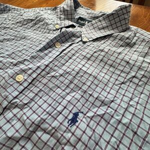 Ralph Lauren L/S Custom Fit Blue‎ Gingham Check Button Down Shirt Men's Size XL